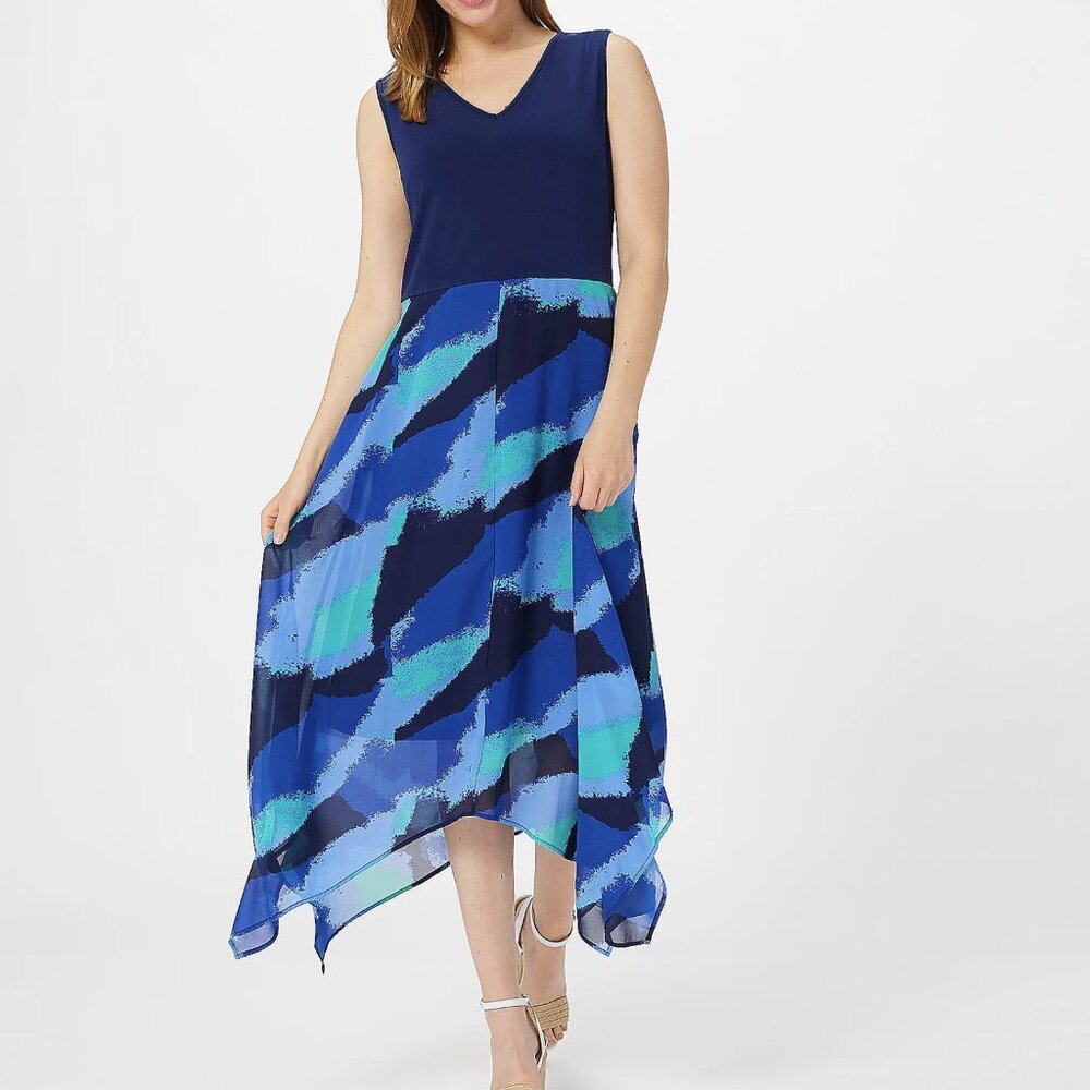 Truth + Style Mix Media Printed Chiffon Midi Dress   15002